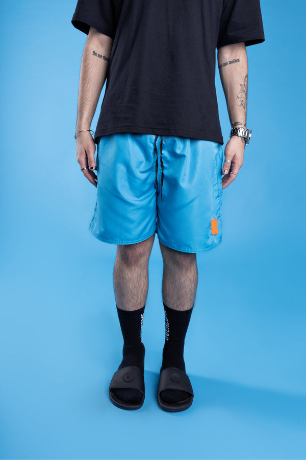 Shorts Overcome Basic Masculino Azul Claro/Laranja