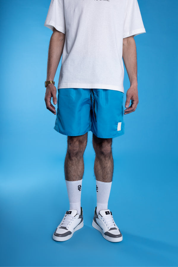 Shorts Overcome Basic Masculino Azul Claro/Branco